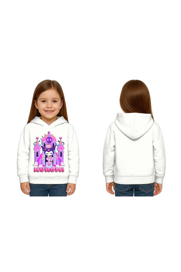 Unisex Printed Children's Swaetshirt Hooded 3 Thread Ş Fleece-Lined Kuromi Printed