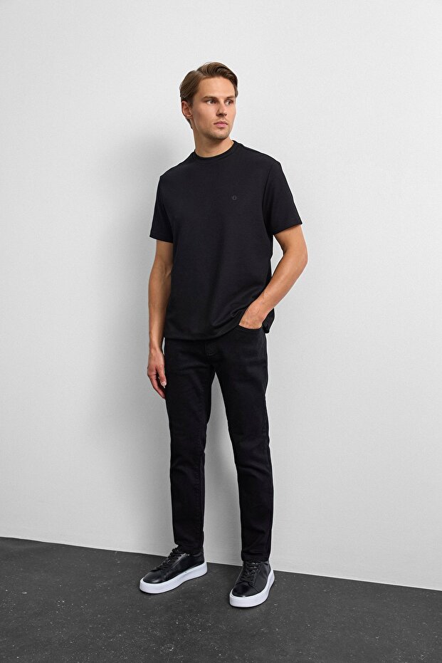 Siyah Regular Fit Basıc Tişört - 5