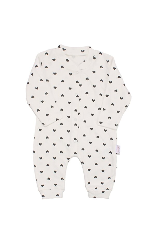 Baby Girl White Black Heart Snap Jumpsuit