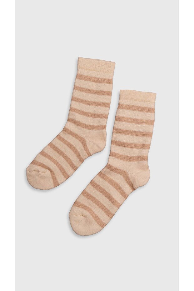 Çizgili Kalın Fitilli Çorap - 1