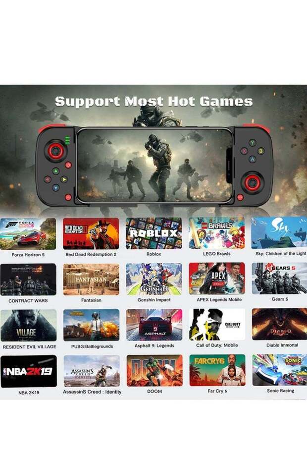 Wireless Mobile Game Controller for iPhone, Android & PC - Programmable Joystick - 6