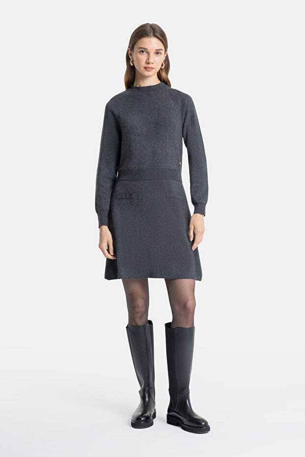 ANTRASİT TRİKO ELBİSE - 6