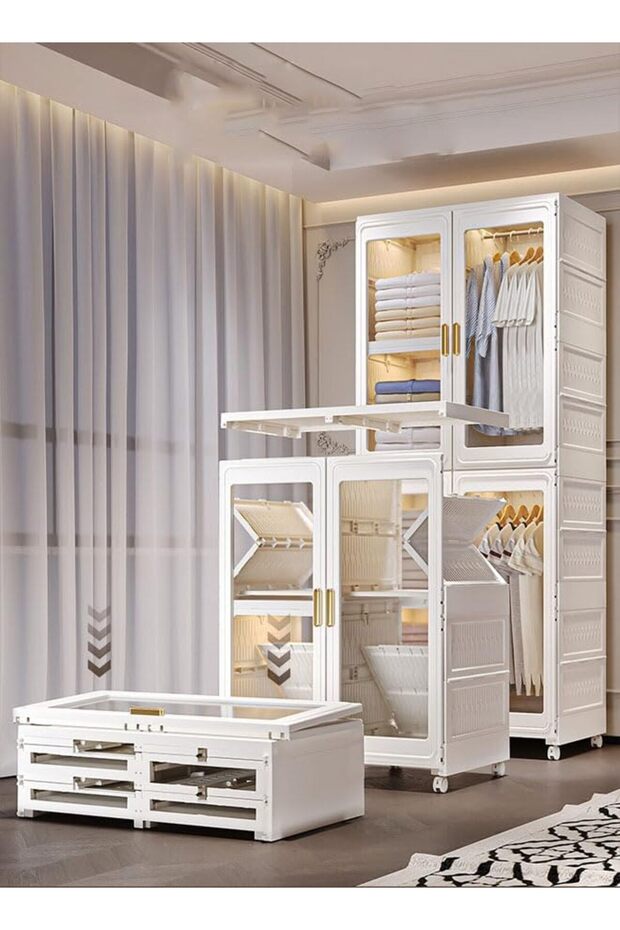 2 Layers Stylish Multi-Functional Storage Cabinet - 3