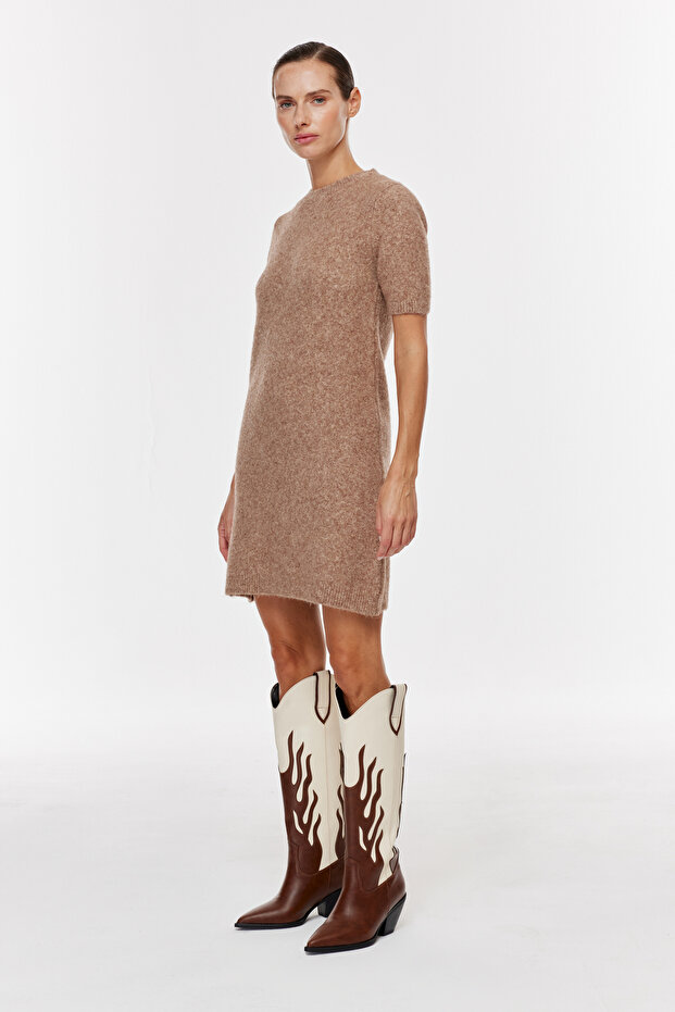 Bisiklet Yaka Triko Elbise - 3