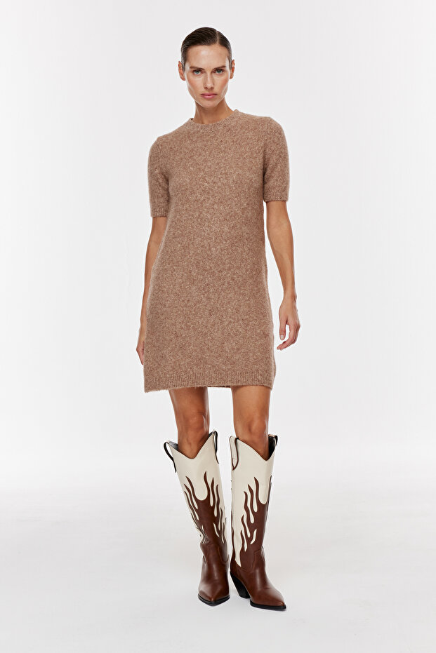 Bisiklet Yaka Triko Elbise - 1