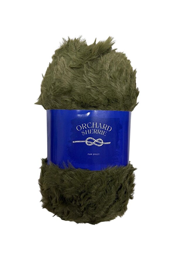 Sherrie Khaki Rabbit Hair Textured Fur-Looking Knitting Yarn No:45