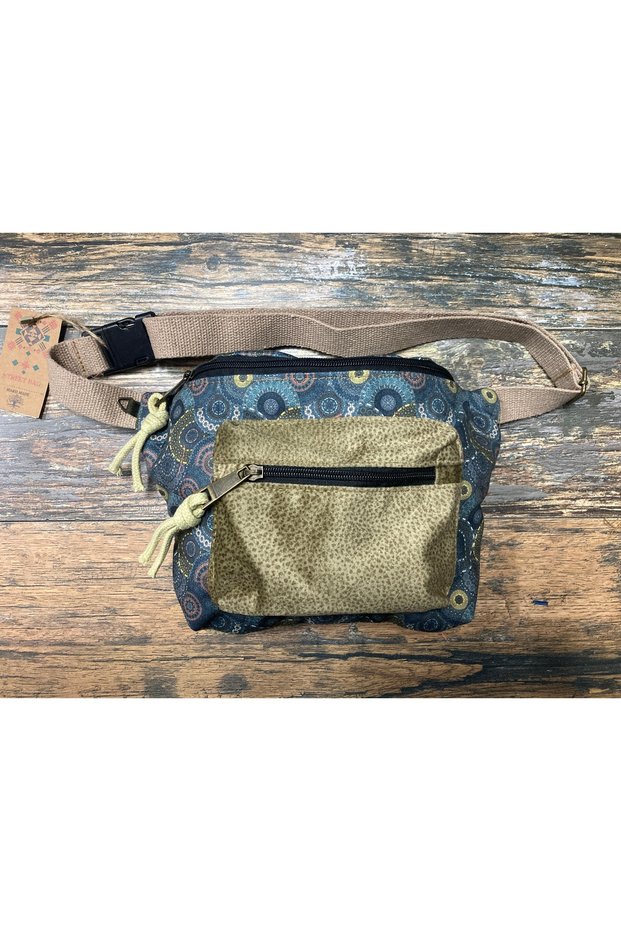 Rez Ethnic Authentic Bohemian Waist Bag Daily Travel Usable Large Volume Khaki