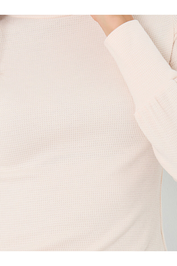 Solid High Neck Long Sleeve Top - 3