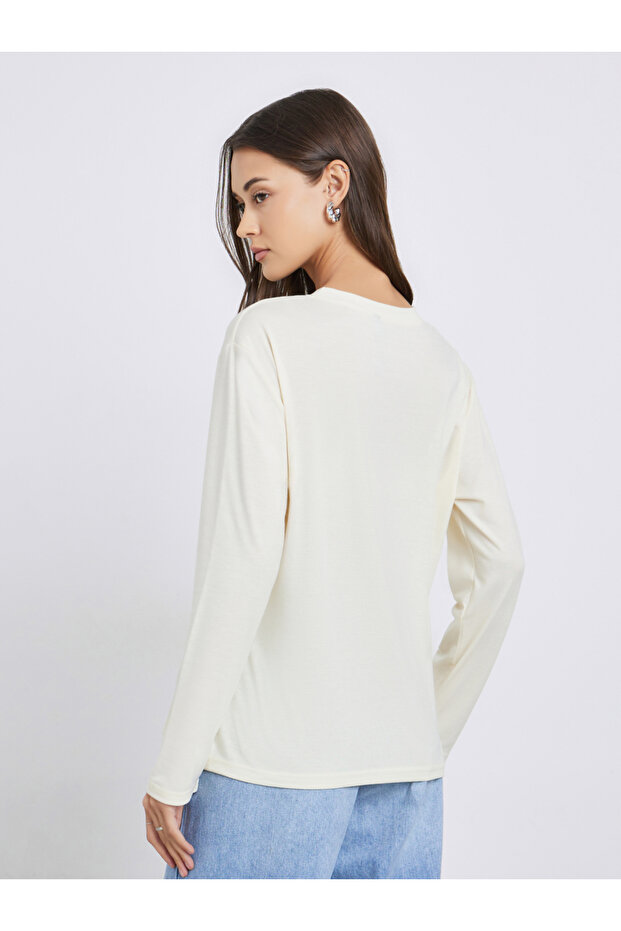 Solid Pleated Long Sleeve Knit Top - 5