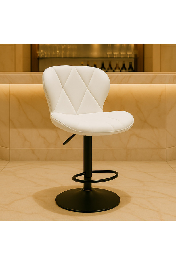 Light Beige Fabric Bar Chair – Soft Channel Tufted
