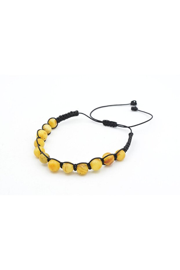 Macrame Model Certified Genuine Yellow Drop Amber Bracelet