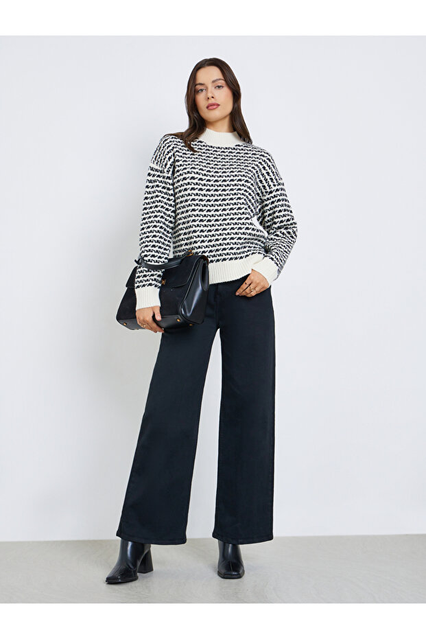 Regular Fit Turtle Neck Patterned Sweater - 2