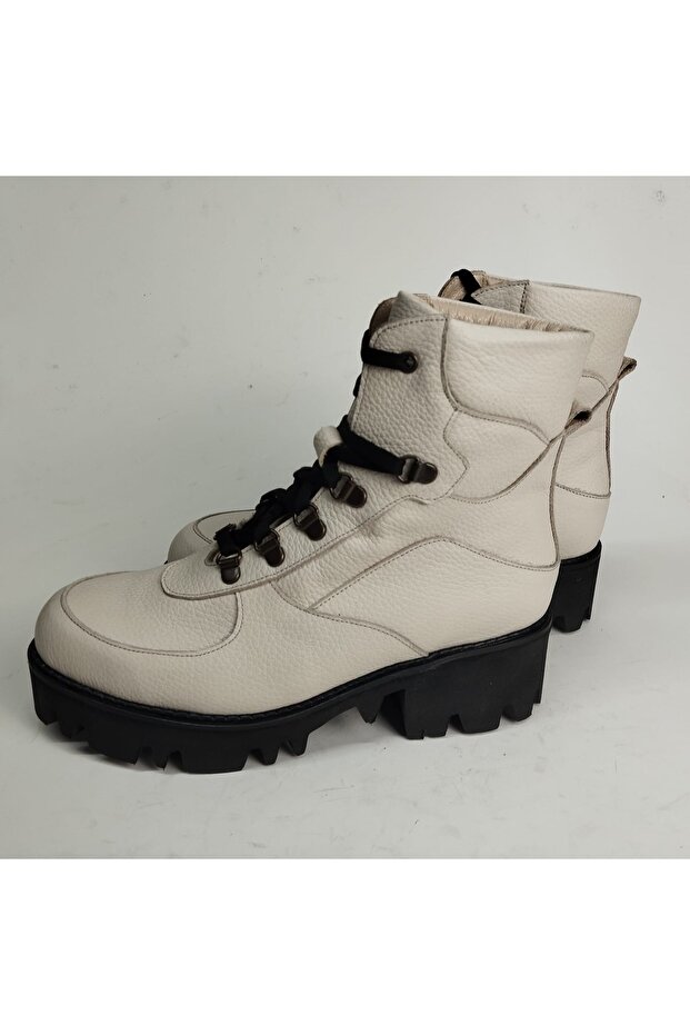 Women's Genuine Leather Eva Sole Beige Floater Boots