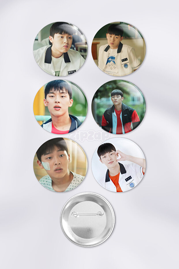 Weak Hero Class Ahn Su-Ho (Choi Hyun-Wook) Bag Ornament Pin Button Badge Set (6 Pcs)