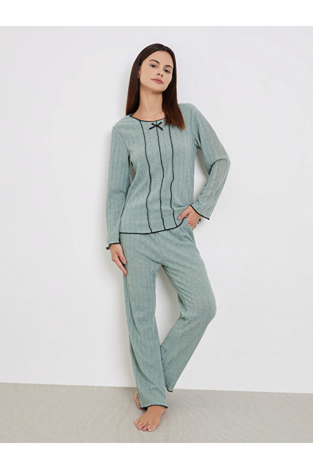 Pipping Detail T-Shirt and Long Pyjama Set