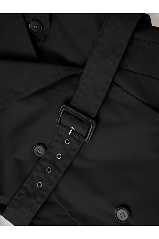 جاكيت نسائي سادة بحزام وأزرار أمامية - 4