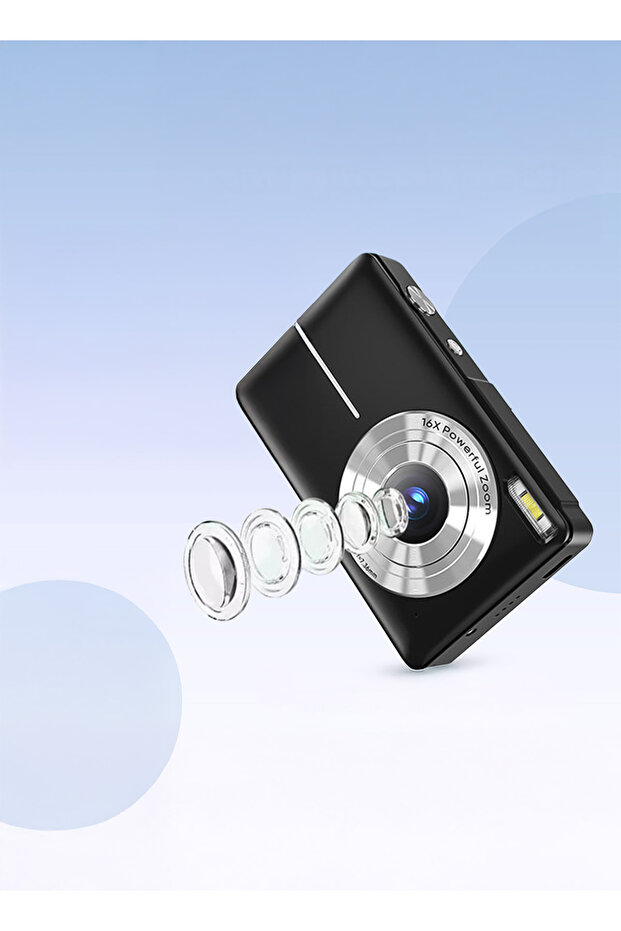 كاميرا رقمية FHD 1080P - 44 ميجابكسل، تكبير 16x، شاشة LCD مقاس 2.4 بوصة، قابلة لإعادة الشحن