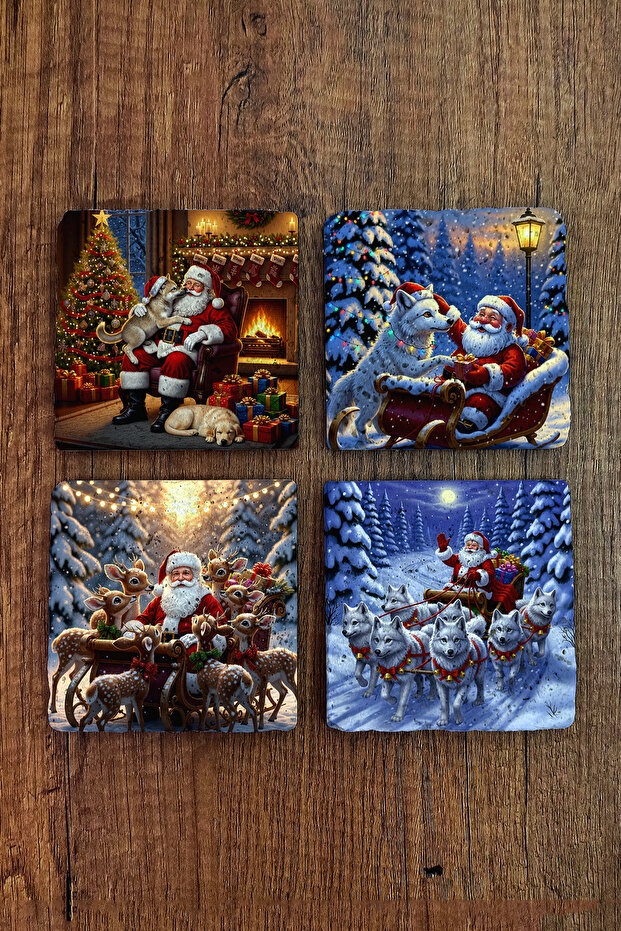 Natural Stone Coaster - Christmast New Year Printed 10X10Cm Ai Noel - Stone Coasters 525