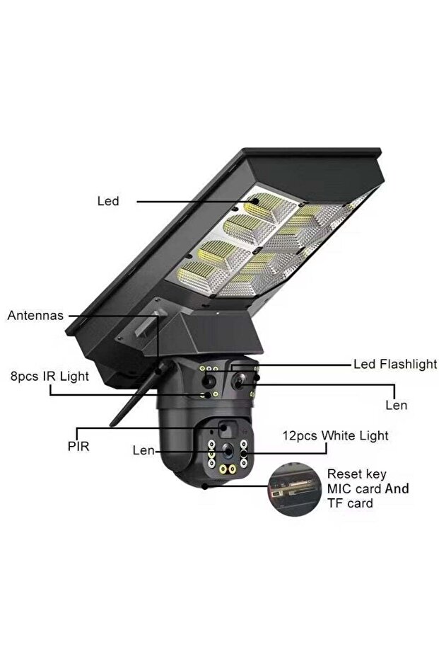 Solar Streetlight Dual-Lens 4G Security Camera - 3MP, IP65, Motion Tracking, Night Vision