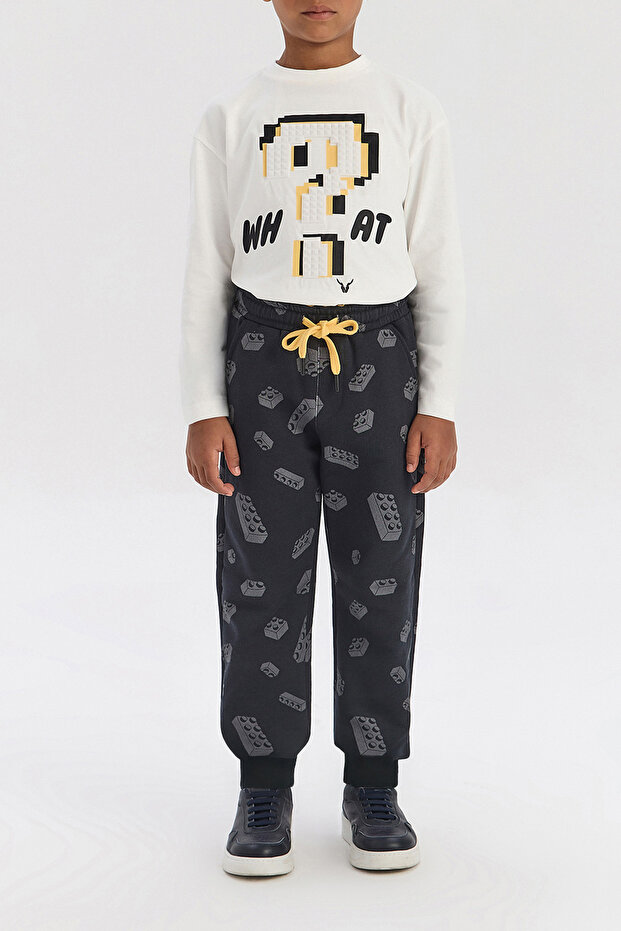 Boy Patterned Tracksuit Bottom - 4