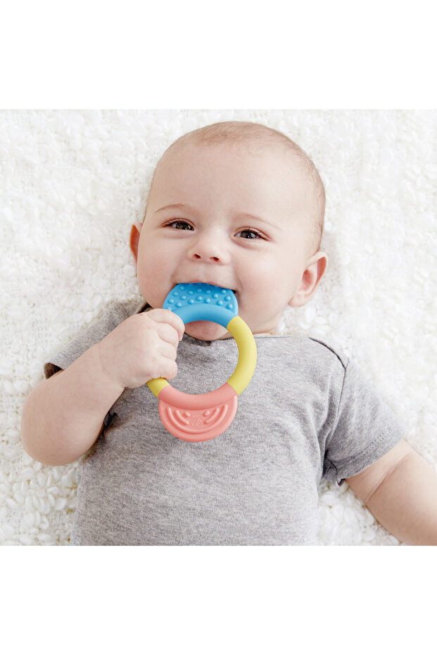 حلقة عضاضة | لعبة تسنين متعددة الملمس للأطفال، ناعمة الألوان - 3