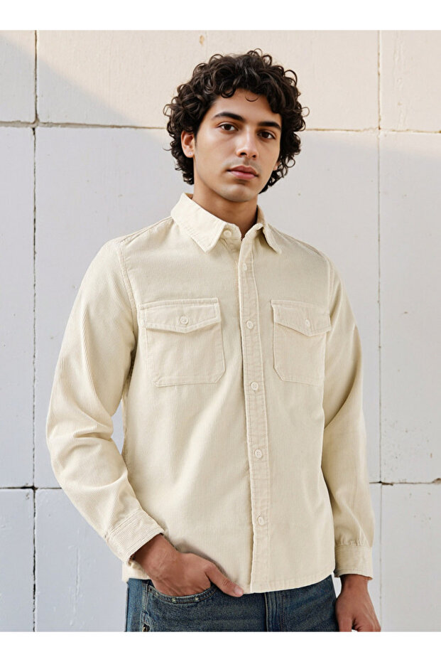 Men's Relaxed Fit Textured Long Sleeve Shirt