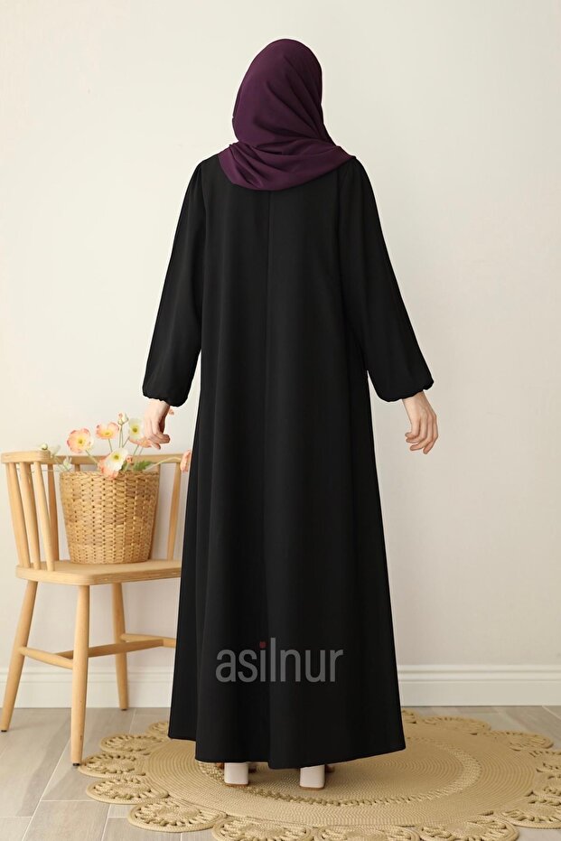 Ebrar Piliseli Ferace Siyah - 4