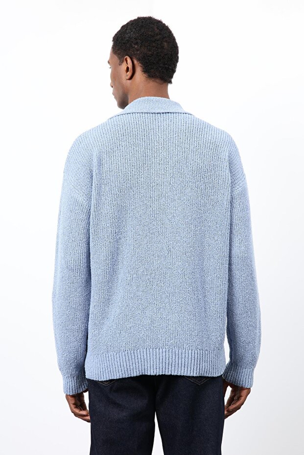 Bebe Mavi Örme Triko Erkek Hırka - 8