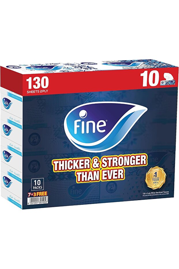 Facial Tissue Boxes, 10 Packs of 130 Sheets x 2 Ply