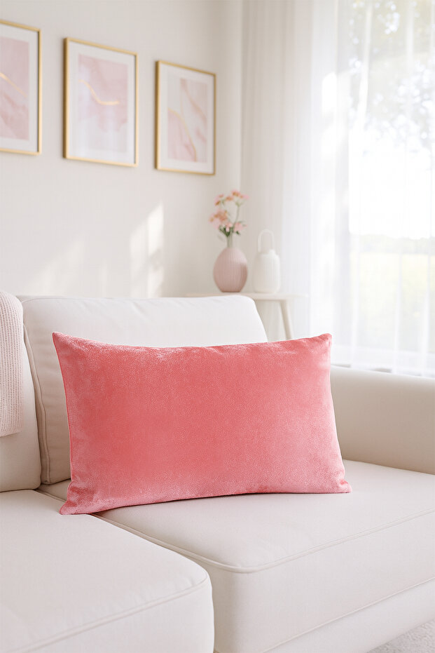 Plain Velvet Cushion Cover Pink 30X50