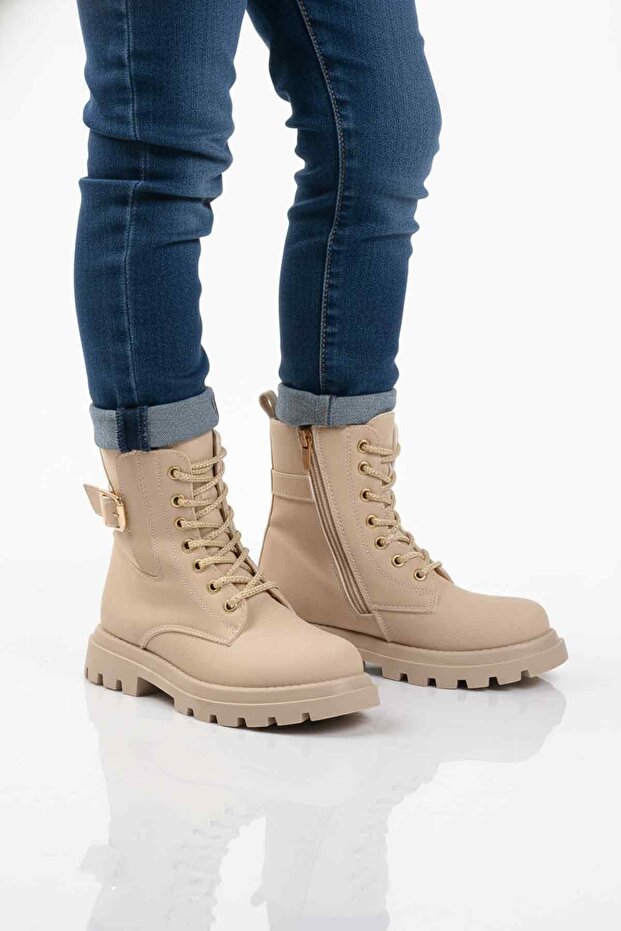 Beige Fleece-Lined Non-Slip Girls' Boots Aleda F