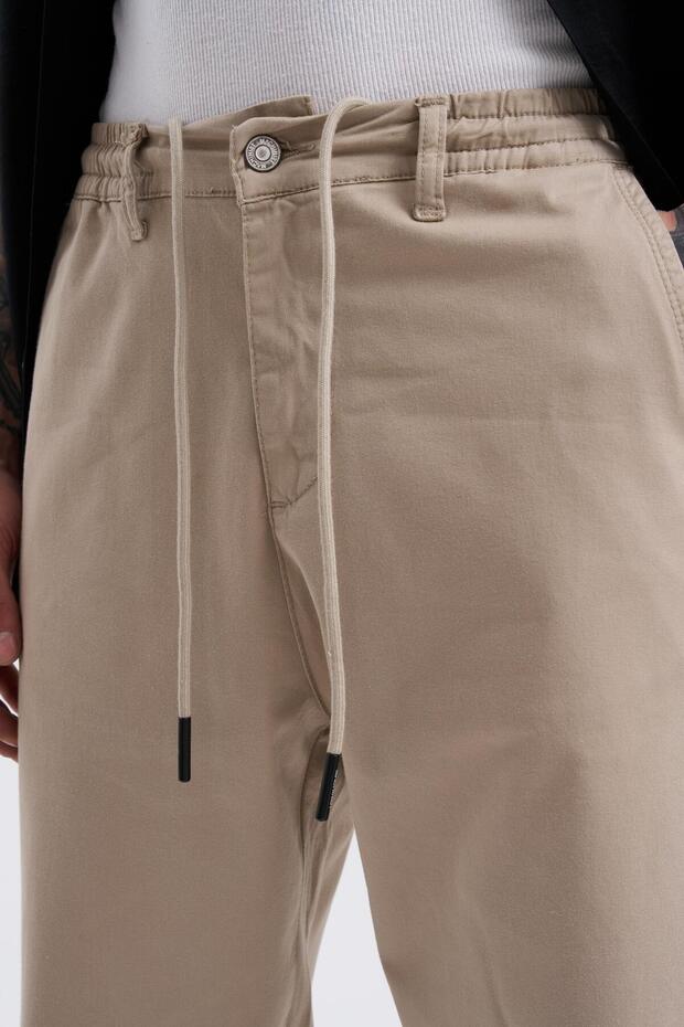 Erkek Basic Solid Jean Pantolon Bej - 2