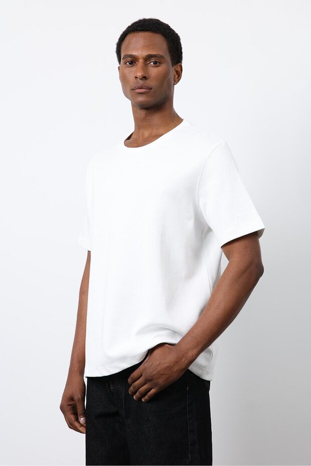 Ekru Regular Fit Basic Erkek T-Shirt - 4