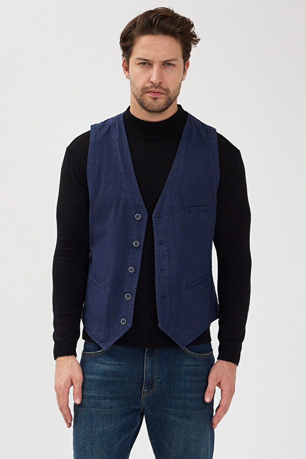 Modern Fit Buttoned V-Neck Vest # Yl4425