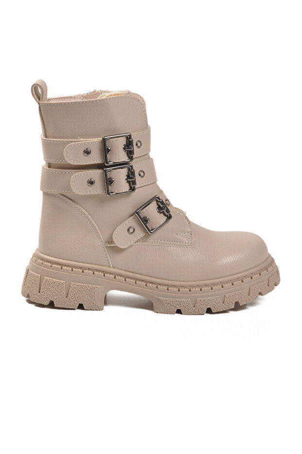 Beige Fleece-Lined Non-Slip Girls' Boots Caneda F