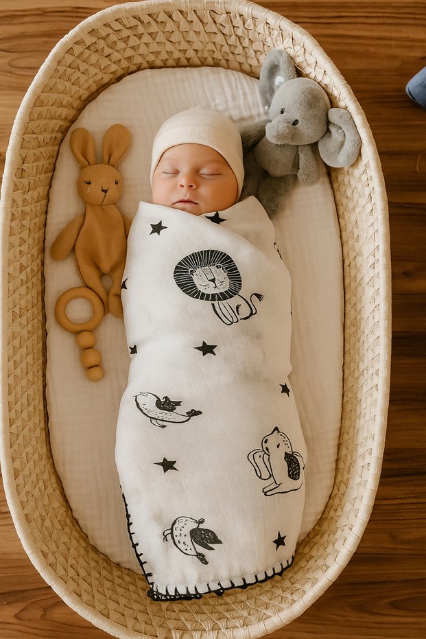 120X120 Baby Swaddle, Baby Swaddle Blanket, 100% Cotton, Muslin, in a Gift Bag, for a Gift