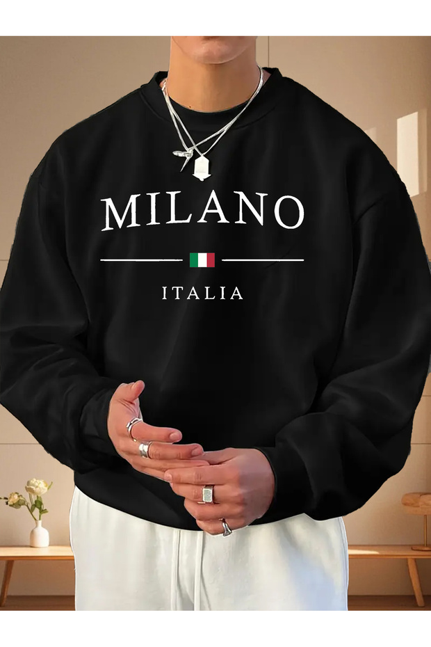 Unisex Milano Italy Design Printed Crew Neck Sweatshirt
