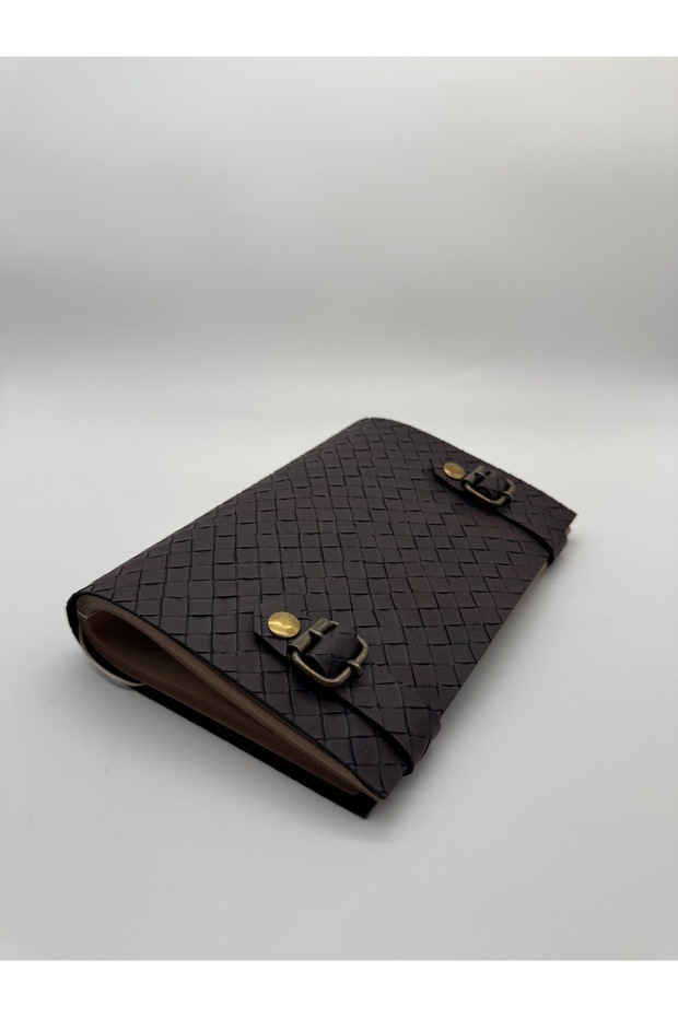 Faux Leather Diamond Pattern Notebook Navy Blue - 2