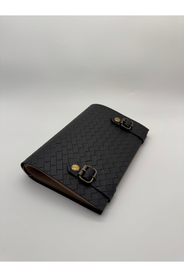 Faux Leather Diamond Pattern Notebook Navy Blue - 3