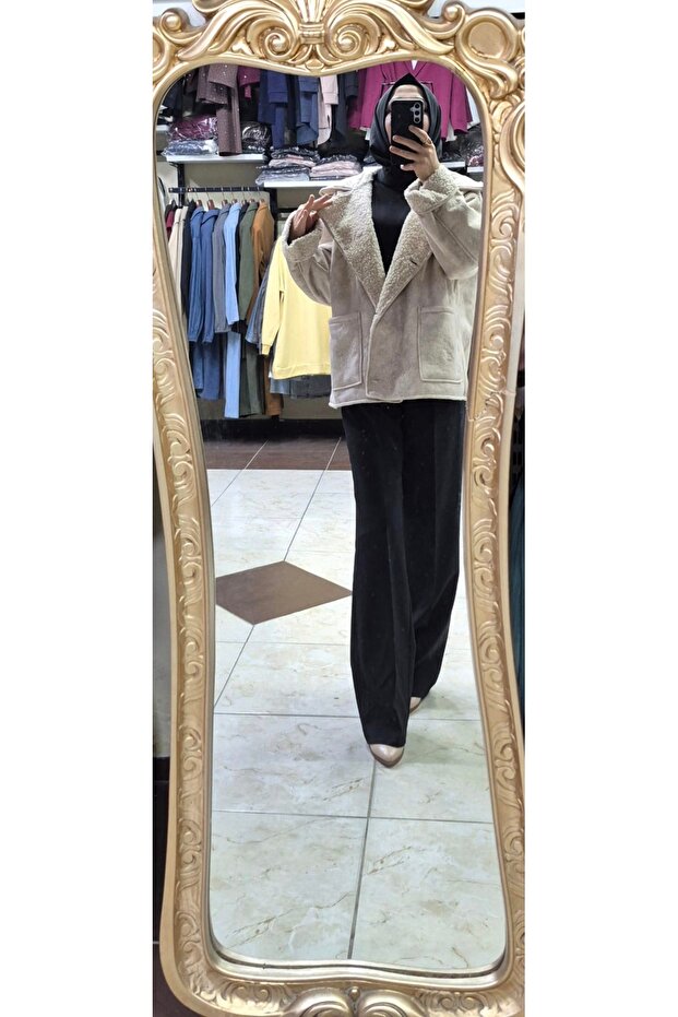 Kürklü deri mont - 2