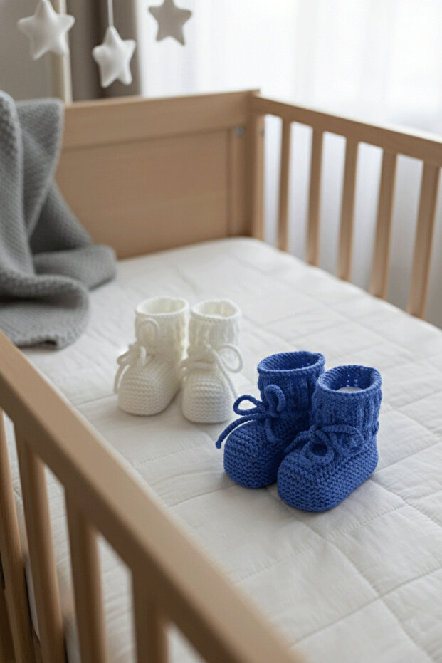 2 Pairs of Hand-Knitted Baby Booties | | 0-1 Year Old Booties