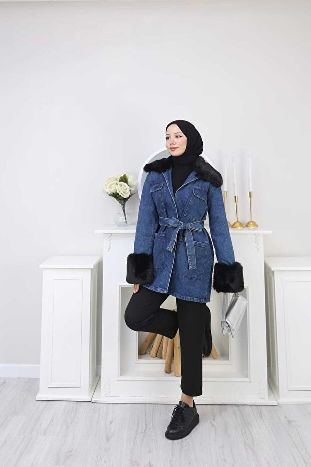 Furry Denim Jacket - 1