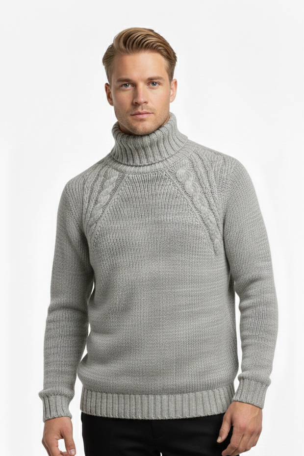 Erkek Balıkçı Yaka Kalın Kazak - 1