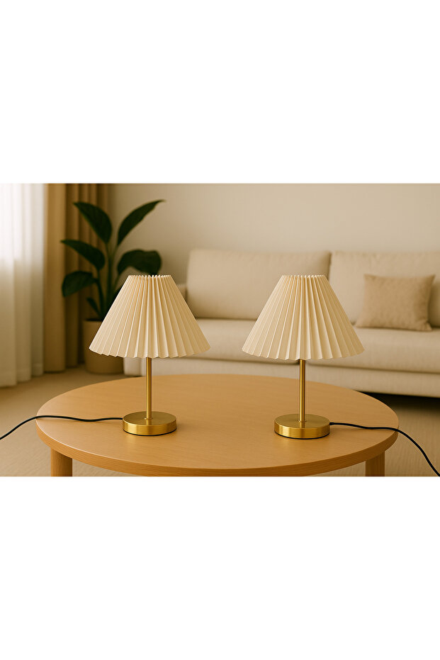 2’li Maison Pileli Gold Abajur - 5