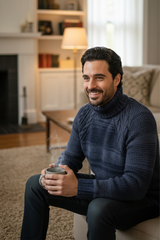 Erkek Balıkçı Yaka Kalın Kazak - 3