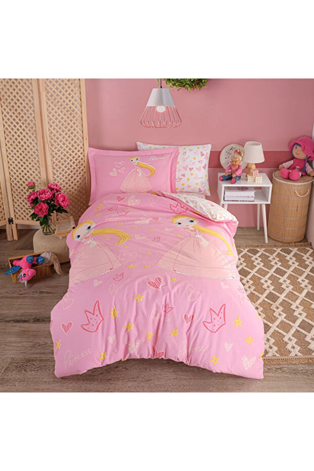 Single Poplin Duvet Cover Set Princess Pink