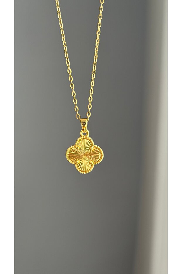 Gold yonca kolye - 3