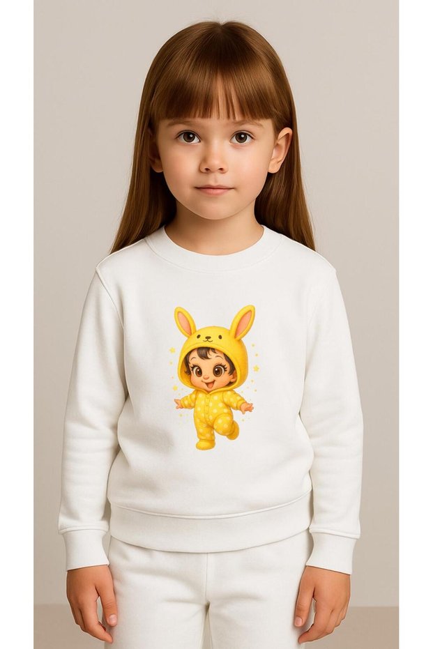 Children's Suit Sweatshirt Yellow Costume Printed Girls Boys Crew Neck3 4-5-6-7-8-9-10-11-12Years