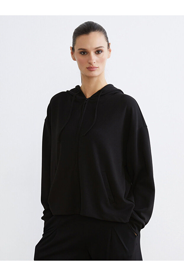 Özmarka New Season Hooded Women's Zippered Sweatshirt