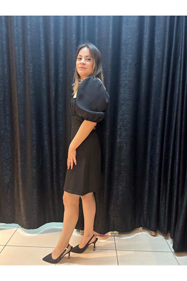 μαύρο μίνι φόρεμα - 4